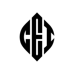 Obraz premium CEI circle letter logo design with circle and ellipse shape. CEI ellipse letters with typographic style. The three initials form a circle logo. CEI Circle Emblem Abstract Monogram Letter Mark Vector.