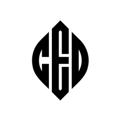 Obraz premium CEO circle letter logo design with circle and ellipse shape. CEO ellipse letters with typographic style. The three initials form a circle logo. CEO Circle Emblem Abstract Monogram Letter Mark Vector.
