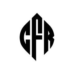 Obraz premium CFR circle letter logo design with circle and ellipse shape. CFR ellipse letters with typographic style. The three initials form a circle logo. CFR Circle Emblem Abstract Monogram Letter Mark Vector.