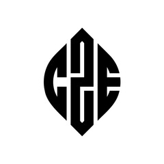 Obraz premium CZE circle letter logo design with circle and ellipse shape. CZE ellipse letters with typographic style. The three initials form a circle logo. CZE Circle Emblem Abstract Monogram Letter Mark Vector.