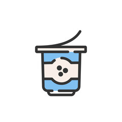 Cup of yogurt icon, outline color vector illustration, isolated