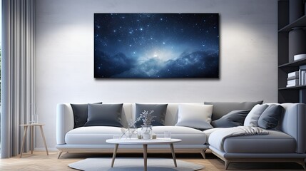 a blue-dark night sky adorned with countless stars, featuring the majestic Milky Way cosmos in the background, the awe-inspiring vastness of the universe and the serenity of the nocturnal landscape.