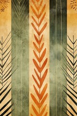 Goldenrod, sage, and slate seamless African pattern, tribal motifs grunge texture on textile background