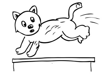 jumping cat, simple vector hand draw doodle sketch
