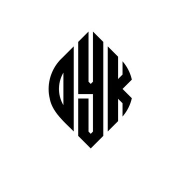 DYK circle letter logo design with circle and ellipse shape. DYK ellipse letters with typographic style. The three initials form a circle logo. DYK circle emblem abstract monogram letter mark vector.