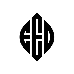 Obraz premium EEO circle letter logo design with circle and ellipse shape. EEO ellipse letters with typographic style. The three initials form a circle logo. EEO Circle Emblem Abstract Monogram Letter Mark Vector.