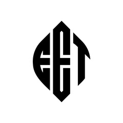 Obraz premium EET circle letter logo design with circle and ellipse shape. EET ellipse letters with typographic style. The three initials form a circle logo. EET Circle Emblem Abstract Monogram Letter Mark Vector.