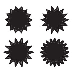 Fototapeta premium Set of vector starburst, Starburst badge shape, burst wave star, price label sticker sunburst badges. Simple flat style vintage labels, stickers, on white background