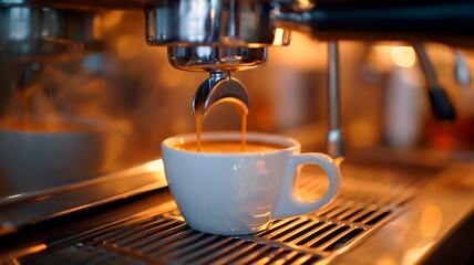 Cafetera preparando un cafe capuccino