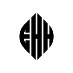 Obraz premium EHH circle letter logo design with circle and ellipse shape. EHH ellipse letters with typographic style. The three initials form a circle logo. EHH Circle Emblem Abstract Monogram Letter Mark Vector.