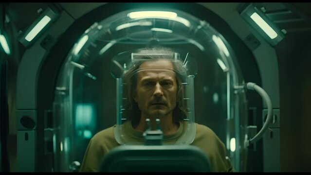 Team of astronauts in hypersleep anabiosis chamber aboard the orbital station. A crew of cosmonauts in hibernation. People in space. Galactic travel and science concept.