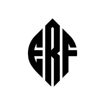 ERF circle letter logo design with circle and ellipse shape. ERF ellipse letters with typographic style. The three initials form a circle logo. ERF Circle Emblem Abstract Monogram Letter Mark Vector.