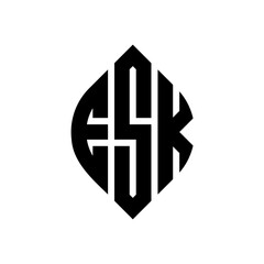 Obraz premium ESK circle letter logo design with circle and ellipse shape. ESK ellipse letters with typographic style. The three initials form a circle logo. ESK Circle Emblem Abstract Monogram Letter Mark Vector.