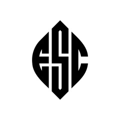 ESC circle letter logo design with circle and ellipse shape. ESC ellipse letters with typographic style. The three initials form a circle logo. ESC Circle Emblem Abstract Monogram Letter Mark Vector.