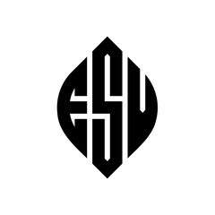 Obraz premium ESV circle letter logo design with circle and ellipse shape. ESV ellipse letters with typographic style. The three initials form a circle logo. ESV Circle Emblem Abstract Monogram Letter Mark Vector.