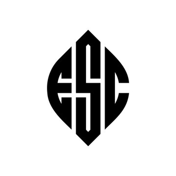 ESC circle letter logo design with circle and ellipse shape. ESC ellipse letters with typographic style. The three initials form a circle logo. ESC Circle Emblem Abstract Monogram Letter Mark Vector.