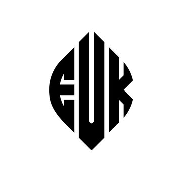 EVK circle letter logo design with circle and ellipse shape. EVK ellipse letters with typographic style. The three initials form a circle logo. EVK Circle Emblem Abstract Monogram Letter Mark Vector.