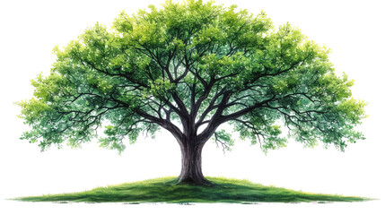 Fototapeta premium Drawing of a tree where fresh leaves are opened from green