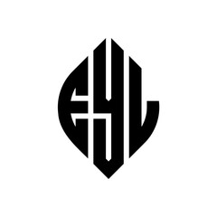 Obraz premium EYL circle letter logo design with circle and ellipse shape. EYL ellipse letters with typographic style. The three initials form a circle logo. EYL Circle Emblem Abstract Monogram Letter Mark Vector.