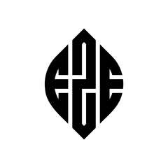 EZE circle letter logo design with circle and ellipse shape. EZE ellipse letters with typographic style. The three initials form a circle logo. EZE Circle Emblem Abstract Monogram Letter Mark Vector.