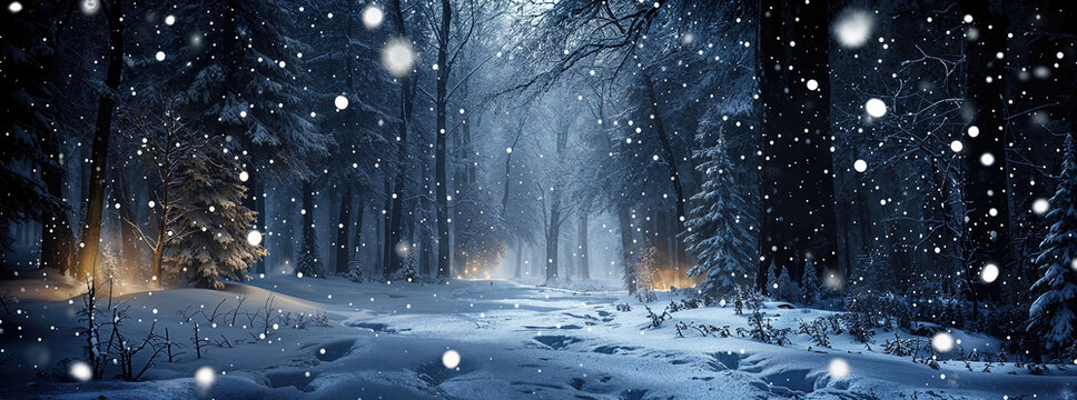 Enchanting Winter Forest Scene with Beautiful Snow Covered Trees. Midwinter Wallpaper.