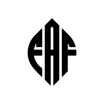 FAF circle letter logo design with circle and ellipse shape. FAF ellipse letters with typographic style. The three initials form a circle logo. FAF Circle Emblem Abstract Monogram Letter Mark Vector.
