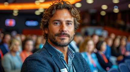 Fototapeta premium Presenting at a business conferen