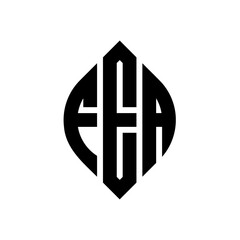 Obraz premium FEA circle letter logo design with circle and ellipse shape. FEA ellipse letters with typographic style. The three initials form a circle logo. FEA Circle Emblem Abstract Monogram Letter Mark Vector.