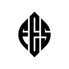 Obraz premium FES circle letter logo design with circle and ellipse shape. FES ellipse letters with typographic style. The three initials form a circle logo. FES Circle Emblem Abstract Monogram Letter Mark Vector.