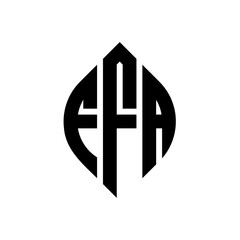 FFA circle letter logo design with circle and ellipse shape. FFA ellipse letters with typographic style. The three initials form a circle logo. FFA Circle Emblem Abstract Monogram Letter Mark Vector.