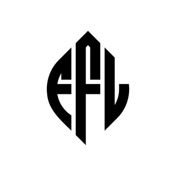 FFL circle letter logo design with circle and ellipse shape. FFL ellipse letters with typographic style. The three initials form a circle logo. FFL Circle Emblem Abstract Monogram Letter Mark Vector.