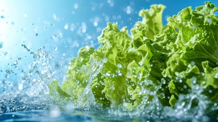 Studio photo of lettuce with water drops.