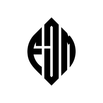 FJM circle letter logo design with circle and ellipse shape. FJM ellipse letters with typographic style. The three initials form a circle logo. FJM Circle Emblem Abstract Monogram Letter Mark Vector.