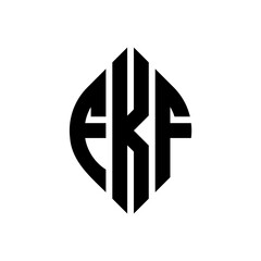 FKF circle letter logo design with circle and ellipse shape. FKF ellipse letters with typographic style. The three initials form a circle logo. FKF Circle Emblem Abstract Monogram Letter Mark Vector.