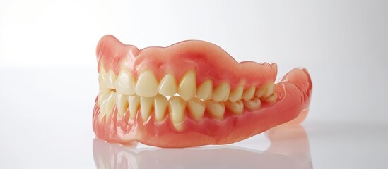 Lower Denture on White Background: Lower Denture Perfectly Blends with the White Background
