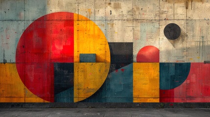 Abstract composition of geometric shapes and colors that create a sense of harmo