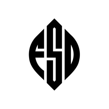 FSD circle letter logo design with circle and ellipse shape. FSD ellipse letters with typographic style. The three initials form a circle logo. FSD Circle Emblem Abstract Monogram Letter Mark Vector.