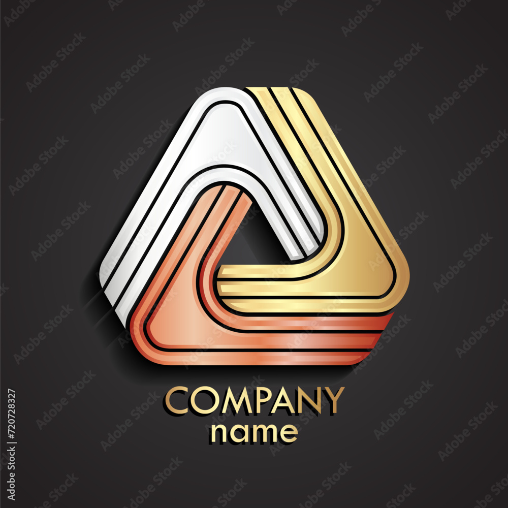 Wall mural 3d three metal triangle shape modern logo