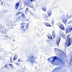 Indigo watercolor botanical digital paper floral background