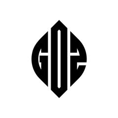 GDZ circle letter logo design with circle and ellipse shape. GDZ ellipse letters with typographic style. The three initials form a circle logo. GDZ Circle Emblem Abstract Monogram Letter Mark Vector.