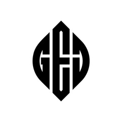 Obraz premium GEJ circle letter logo design with circle and ellipse shape. GEJ ellipse letters with typographic style. The three initials form a circle logo. GEJ Circle Emblem Abstract Monogram Letter Mark Vector.