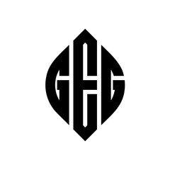 Fototapeta premium GEG circle letter logo design with circle and ellipse shape. GEG ellipse letters with typographic style. The three initials form a circle logo. GEG Circle Emblem Abstract Monogram Letter Mark Vector.