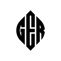 Obraz premium GER circle letter logo design with circle and ellipse shape. GER ellipse letters with typographic style. The three initials form a circle logo. GER Circle Emblem Abstract Monogram Letter Mark Vector.