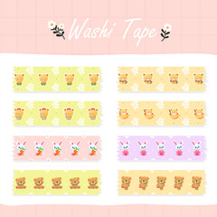 Cute hand-drawn washi tape set