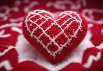 Fototapeta premium red background shape heart made wool White