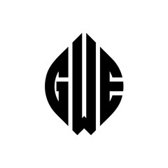 GWE circle letter logo design with circle and ellipse shape. GWE ellipse letters with typographic style. The three initials form a circle logo. GWE Circle Emblem Abstract Monogram Letter Mark Vector.