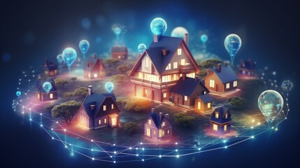 illustration, real estate tokenization connection with innovation, copy space, 16:9