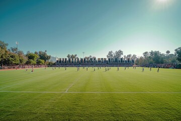 Large green field for baseball and football