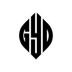 GYO circle letter logo design with circle and ellipse shape. GYO ellipse letters with typographic style. The three initials form a circle logo. GYO Circle Emblem Abstract Monogram Letter Mark Vector.
