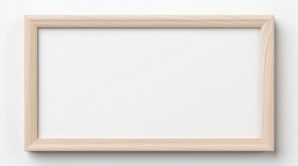 light wooden picture frame, blank white picture, blank white background, mockup, copy space, 16:9